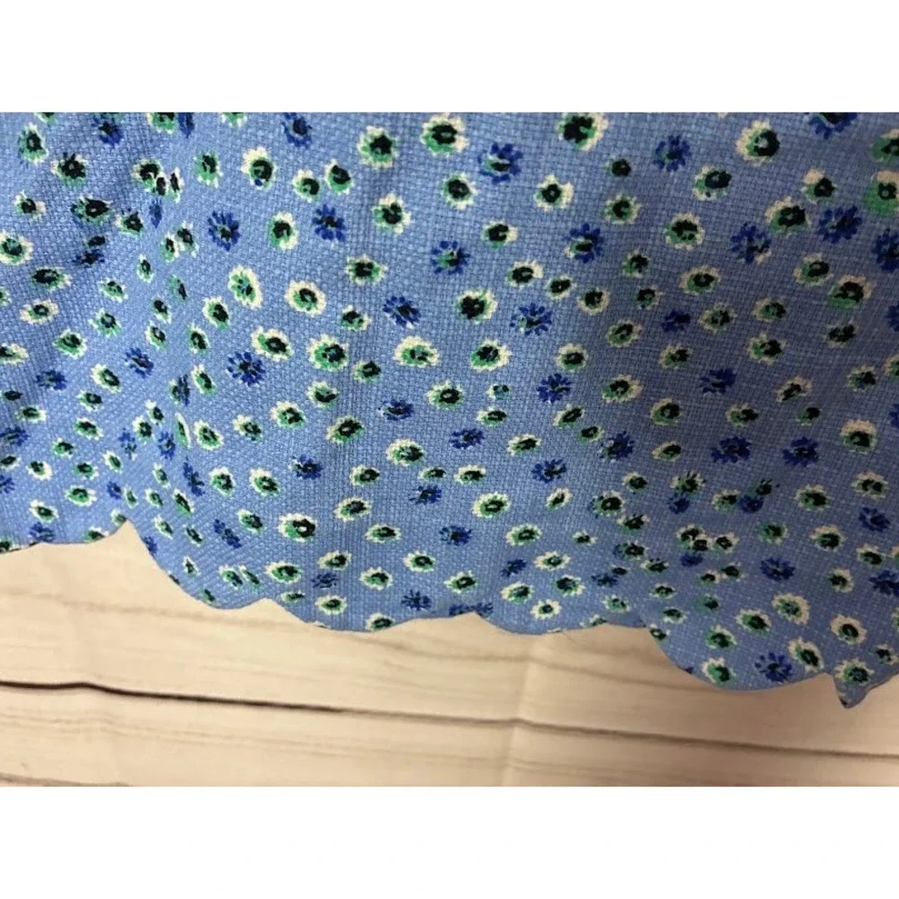 J.Crew Blue Floral Scalloped Shift Dress Sleeveless Daisy Print Size 12